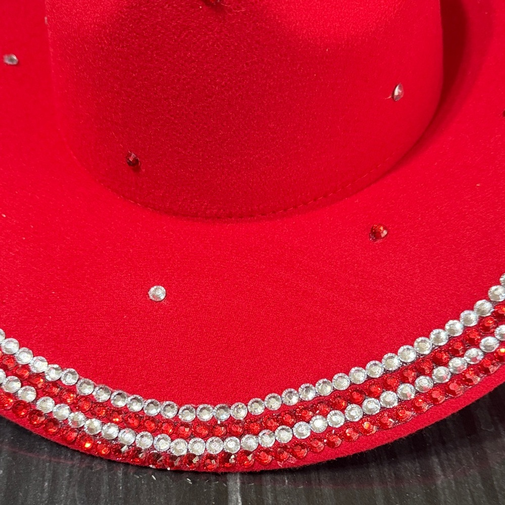 Glamorous Red Rhinestone Cowboy Hat - Picture 3 of 4